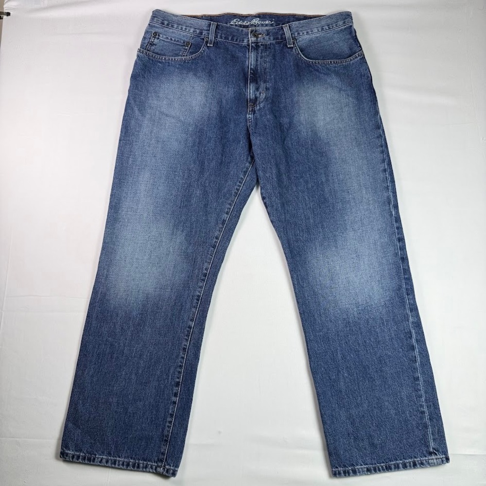 Eddie Bauer Mens Relaxed Fit Straight Leg Jeans Blue Denim 38x30 Medium Wash